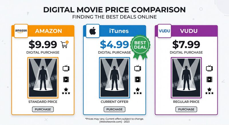 Price comparison across Amazon, iTunes and Vudu