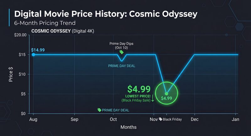 Movie price history chart showing price drops over time